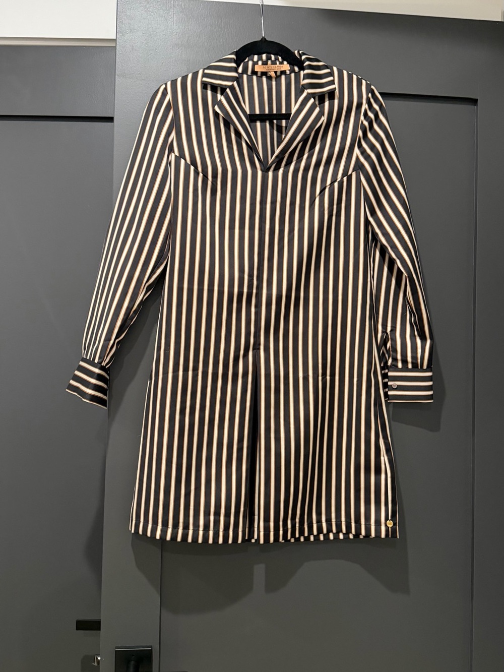 Scotch & Soda Black and Cream Striped Shirt Dress